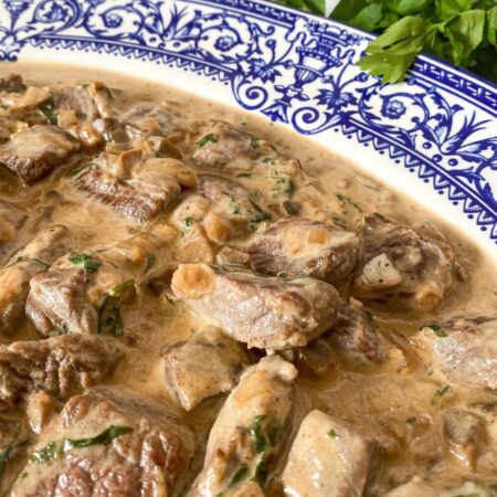 Ragú de ternera strogonoff con setas